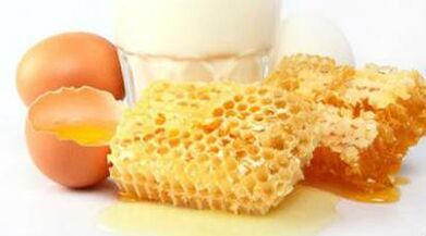 Egg and honey mask for facial skin rejuvenation